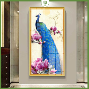 tranh đính đá công sen