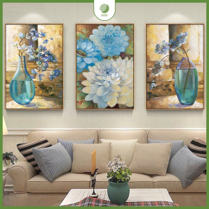 tranh tráng gương bình hoa