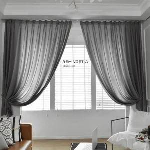 Rèm Voan Lụa Màu Ghi